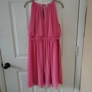Adrianna Papell Pink Chiffon Sleeveless Dress 12 Wedding Prom Homecoming